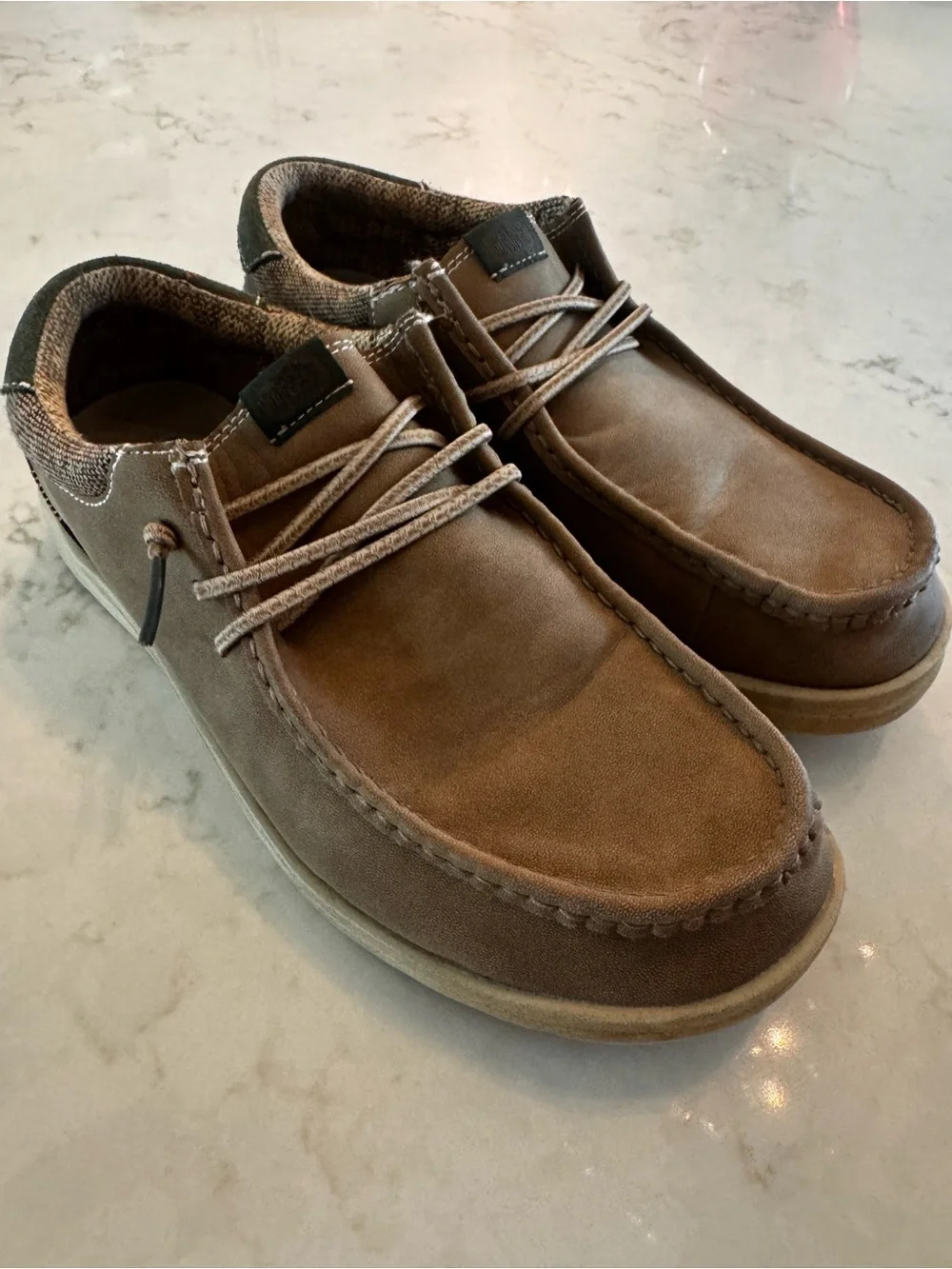 Hey Dude Men's Tan/Brown Canvas Moccasin Slip-Ons